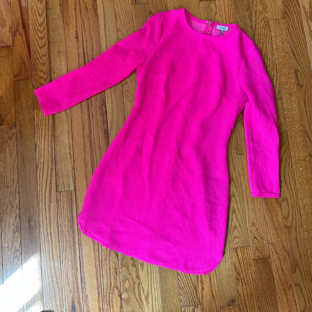 Tobi Hot Barbie Pink Long Sleeve Minidress